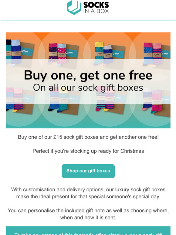 Buy one, get one free on gift boxes 