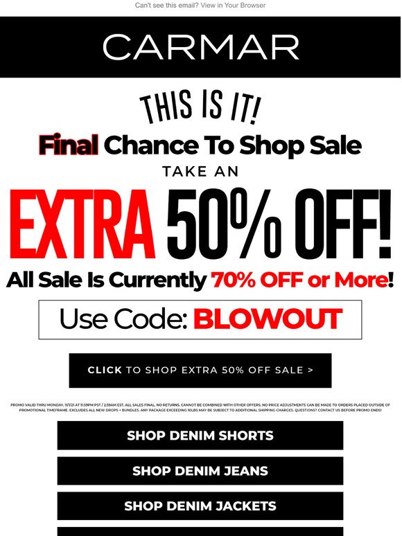 HURRY!! Last Chance To Shop Sale!