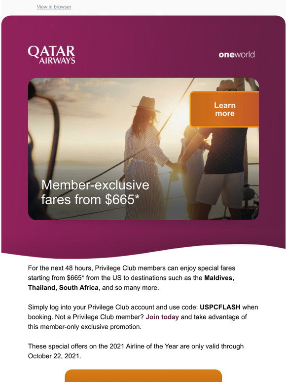Qatar Airways Join Privilege Club and access memberexclusive offers