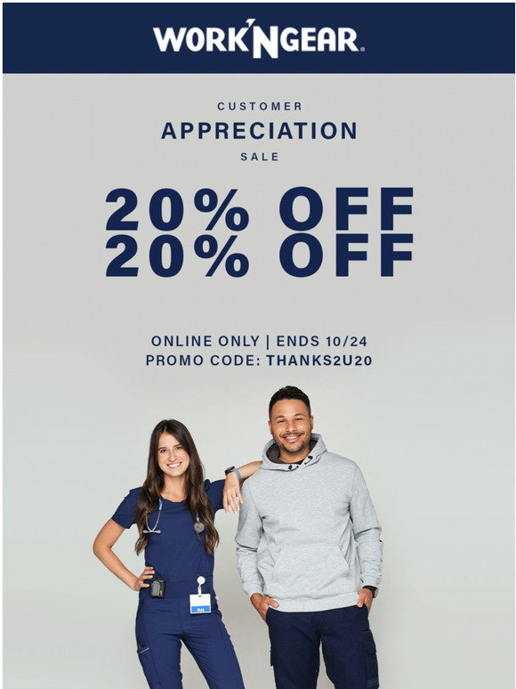 Work 'N Gear: 20% Off To Say Thank You | Milled