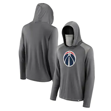 Men's Fanatics Branded Gray Washington Wizards Rally On Pullover Hoodie with Face Covering