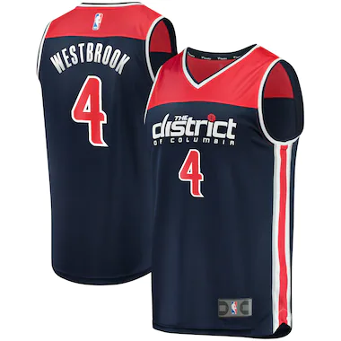 Men's Fanatics Branded Russell Westbrook Navy Washington Wizards 2020/21 Fast Break Replica Jersey - Statement Edition