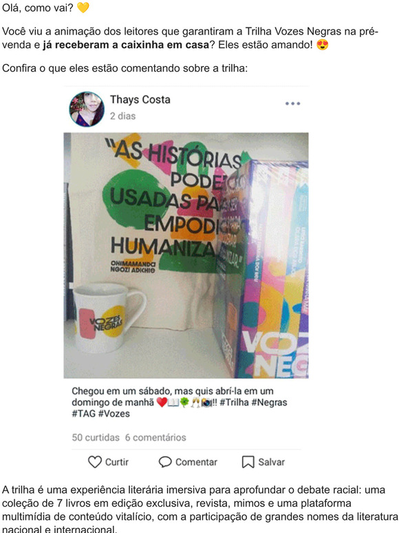 Chegaram os recebidos da Trilha Vozes Negras