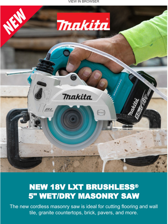 Makita New 18V LXT Brushless 5" Wet/Dry Masonry Saw Milled
