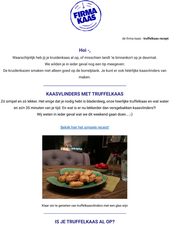 Een heerlijk recept met onze tijdelijke truffelkaas