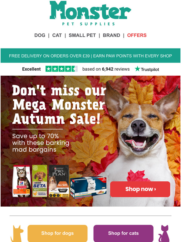 Monster Pet Supplies Email Newsletters Shop Sales Discounts and