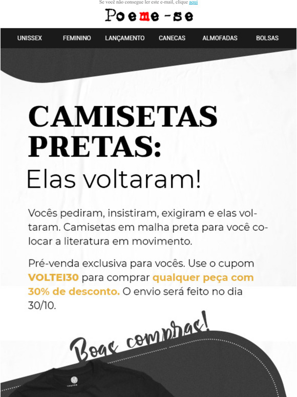 Camisetas Pretas: Elas voltaram!