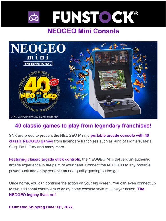   NEOGEO Mini Console with 40 classic games from legendary franchises!