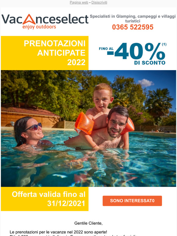  Risparmia fino al 40% sulla tua vacanza in campeggio grazie alle nostre vantaggiose offerte