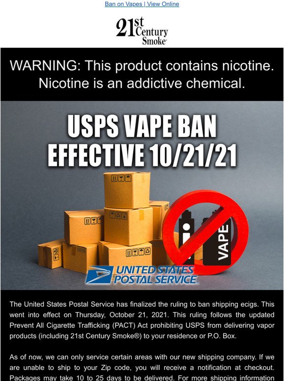USPS Vape Ban Now Finalized