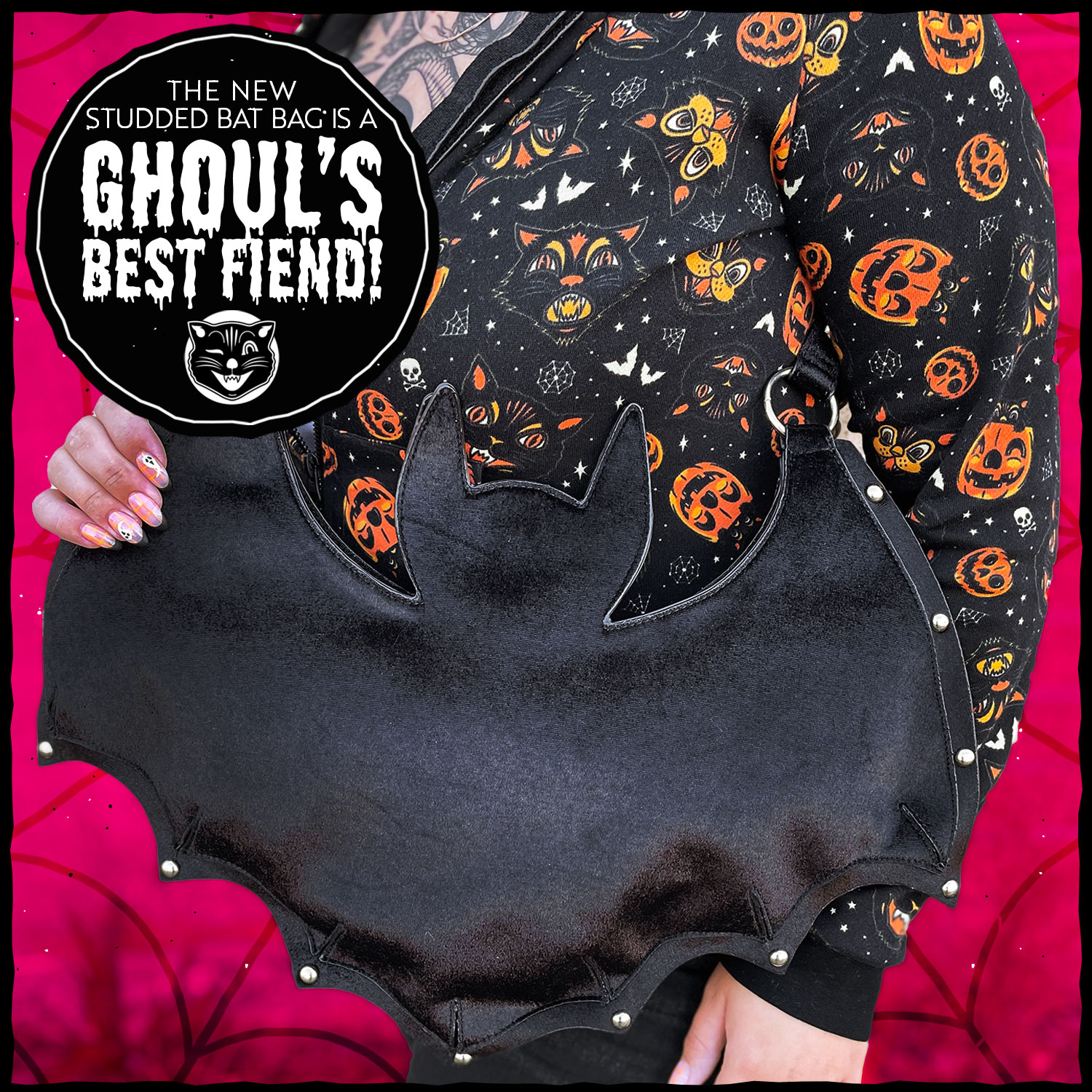 SOURPUSS SCAREDY CAT PURSE BLACK/ORANGE