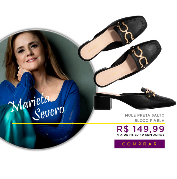 Mule Preta Salto Bloco Fivela