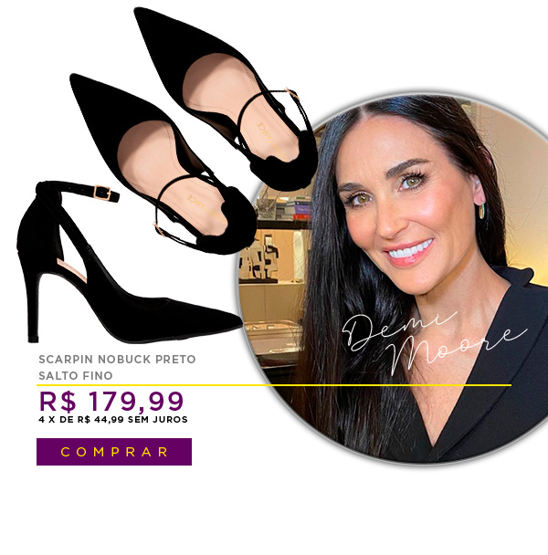 Scarpin Nobuck Preto Salto Fino
