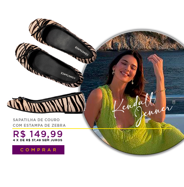 Sapatilha de Couro Com Estampa de Zebra