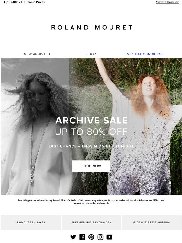 ARCHIVE SALE  ENDS TONIGHT