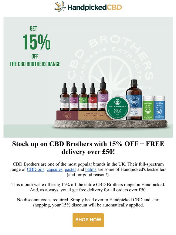 *SALE* CBD Brothers 15% Discount on Handpicked CBD