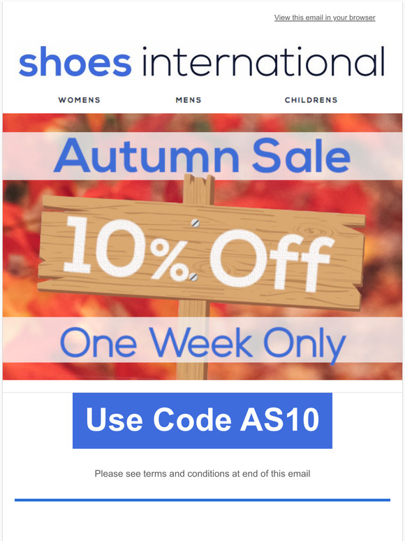 Shoes International Autumn Offer - 10% Off