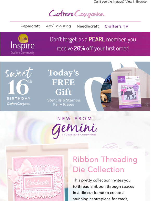 Crafters Companion Limited NEW Ribbon Threading Dies Milled