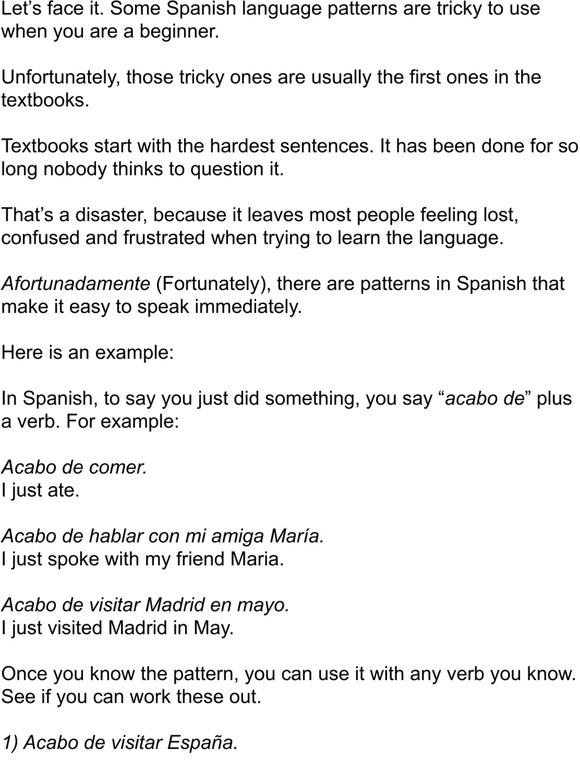 Synergy Spanish Conversational Spanish Patterns Part 1 Milled