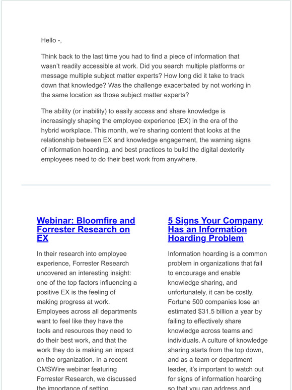 Knowledge Engagement Roundup: Knowledge Sharing and Digital Dexterity