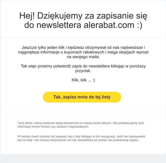Proba o potwierdzenie zapisu do newslettera