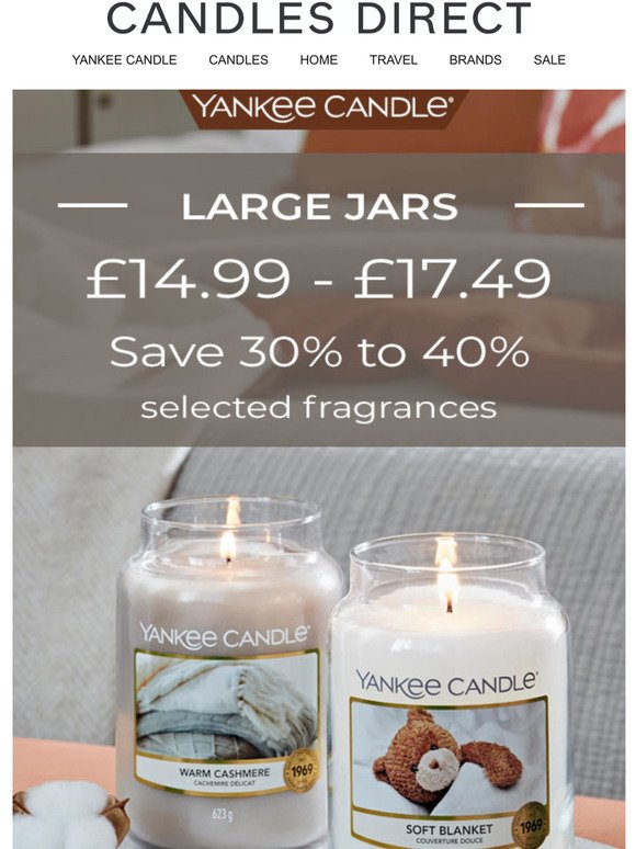 Selected Yankee Candles Large Jars Now 40% - 30% OFF