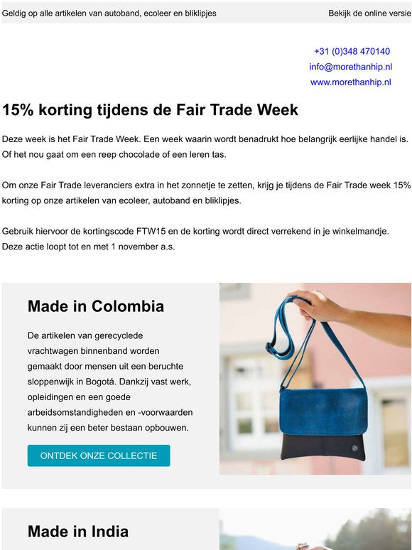 Geniet van 15% korting tijdens de Fair Trade Week