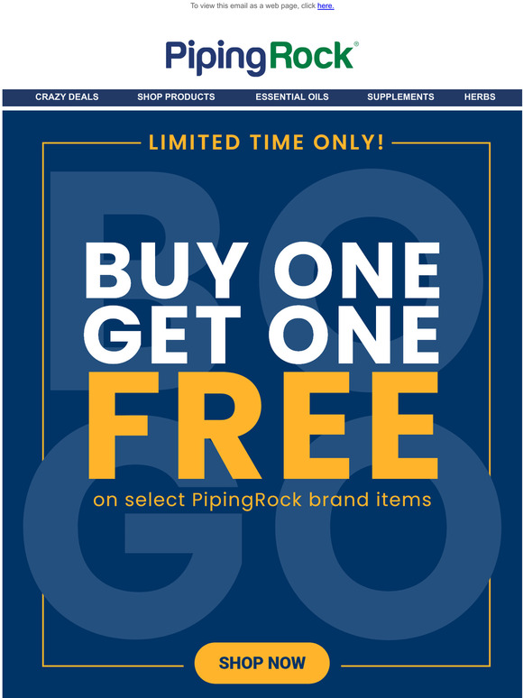piping rock health products Buy 1 Get 1 Free on Piping Rock Products