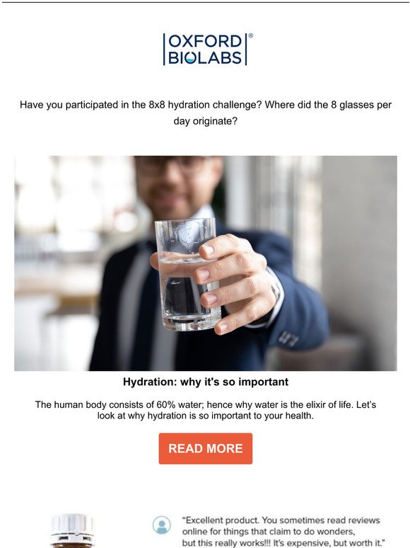 Hydration and health - Oxford Biolabs updates