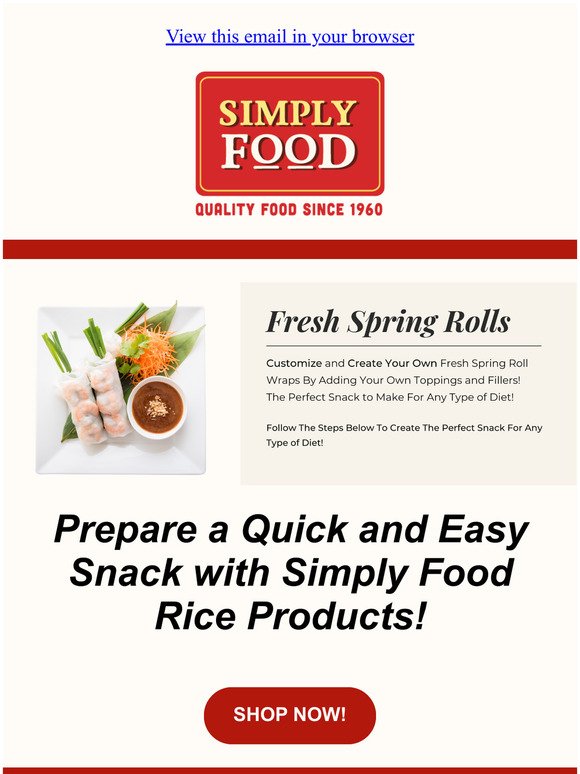 5 Steps To Customize Your Roll 10% OFF Rice Products for Fresh Spring Rolls!