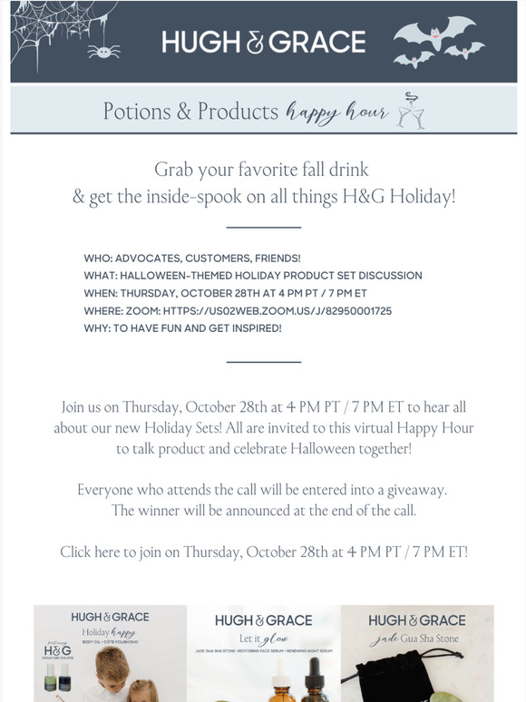 Potions & Products Happy Hour!   Lets talk product and celebrate Halloween together!