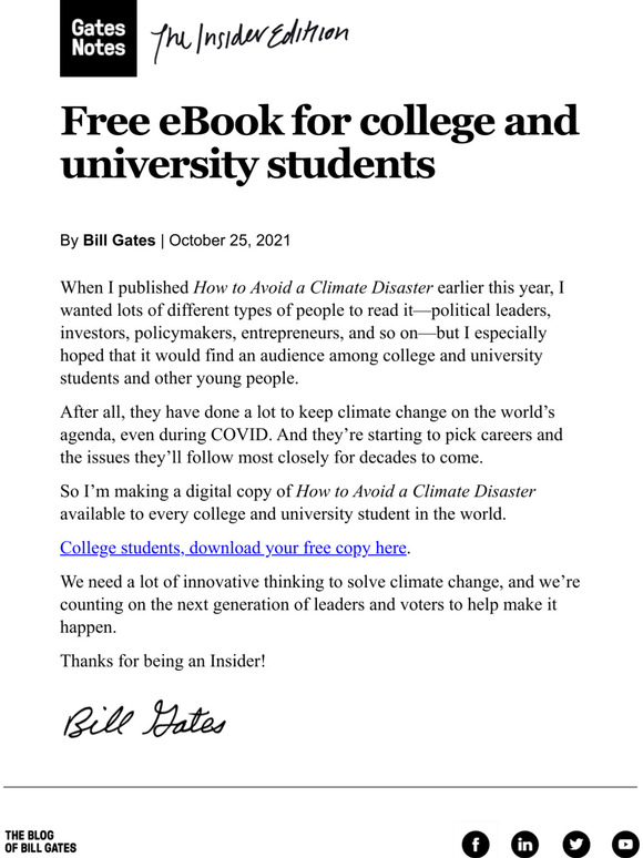 Free eBook for college and university students