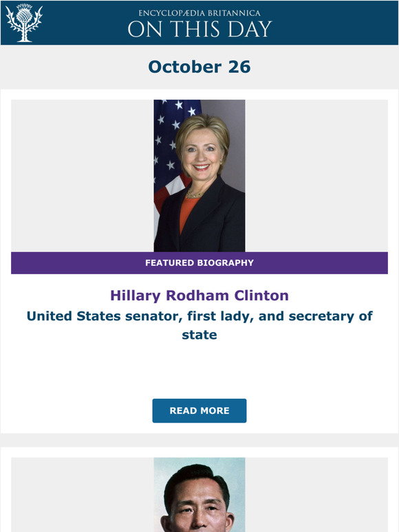 Brittanica: Park Chung Hee assassinated, Hillary Rodham Clinton is ...
