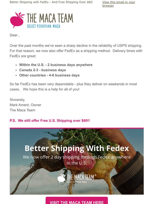 New Better Shipping Available