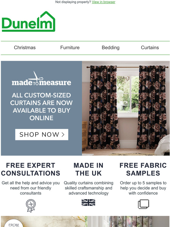 Dunelm Made To Measure all fabrics available online Milled