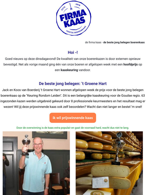 Opnieuw valt een firma kaas-boer in de prijzen