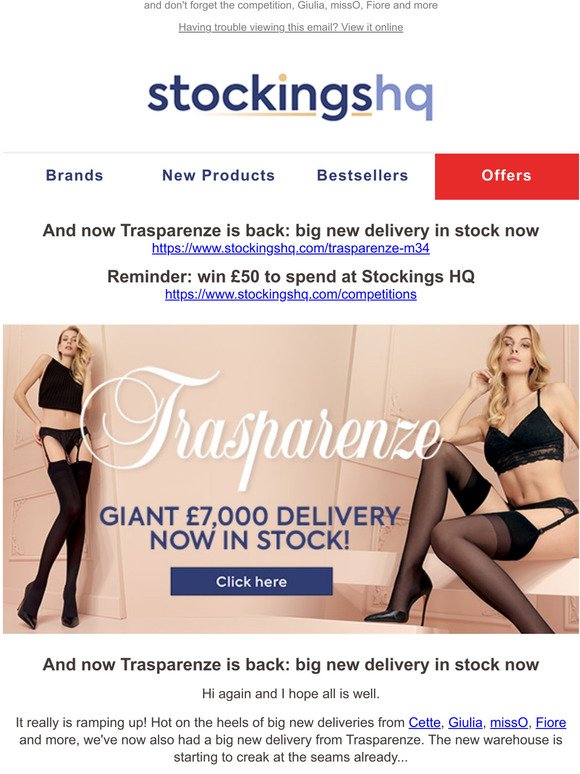 Stockings HQ: Up to 15% off all Gio stockings for the next 48
