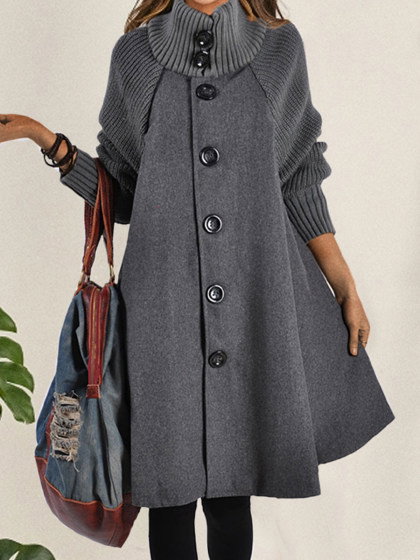 50% Off Patchwork Long Sleeve Coats
