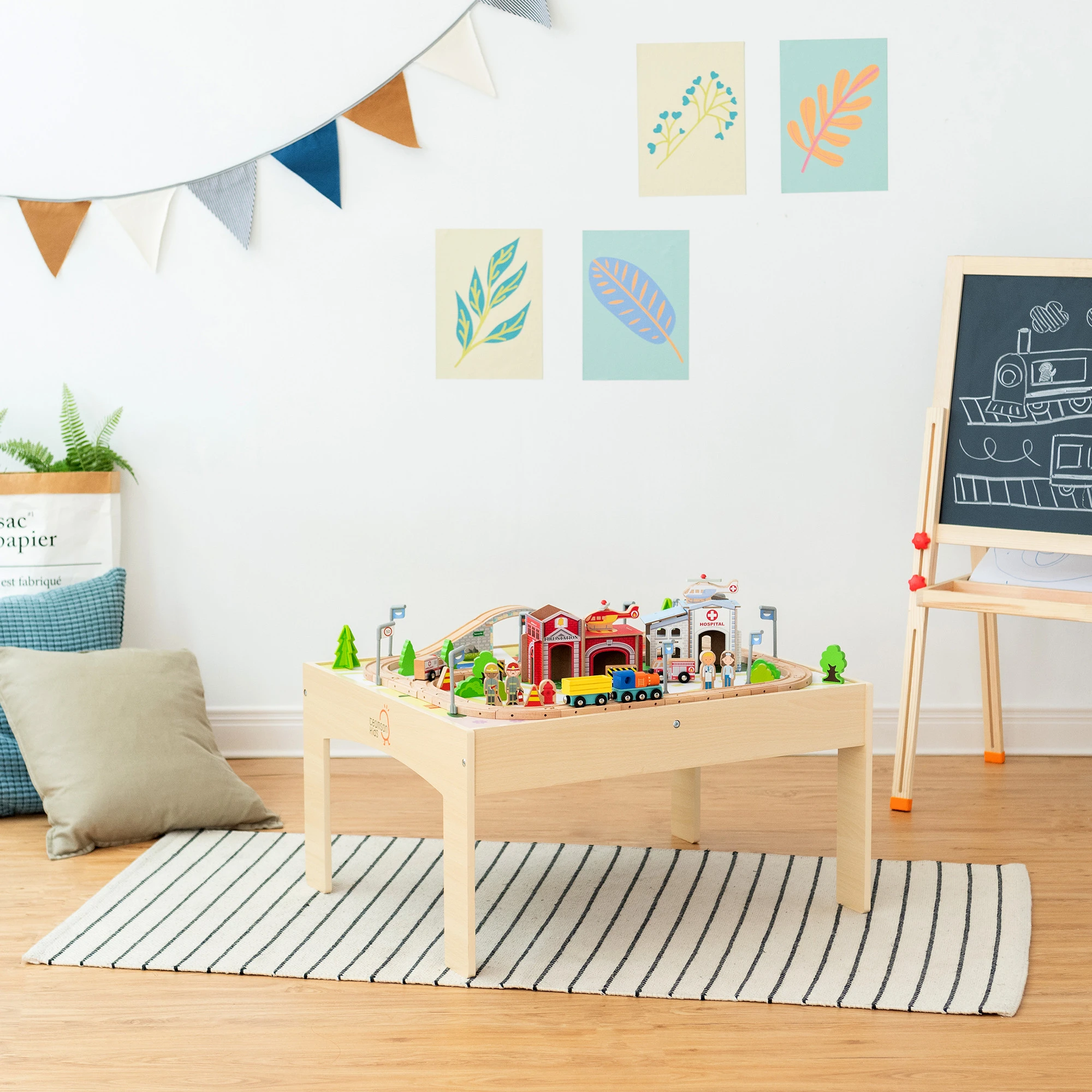 Image of Preschool Play Lab Toys Country 85 pcs Train and Table set