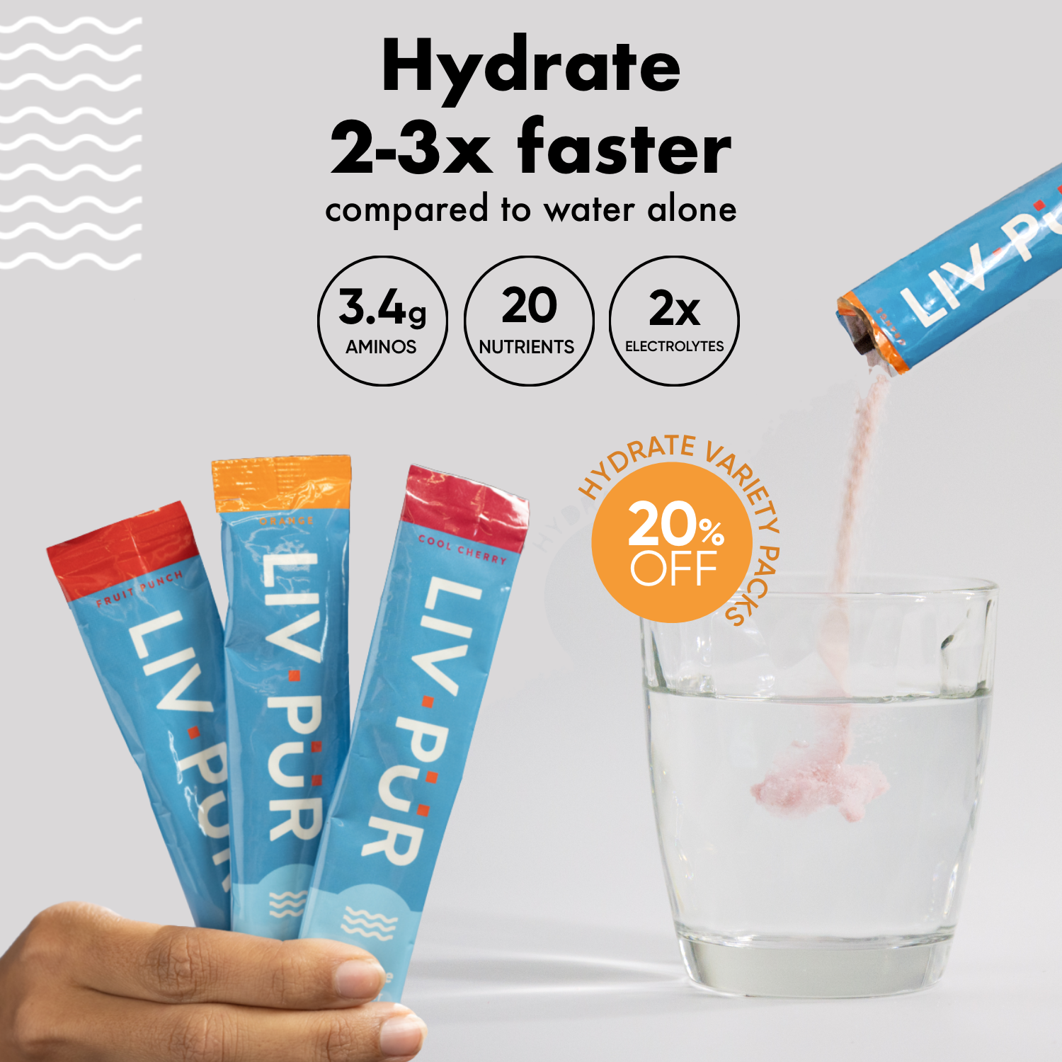 Hydrate 2-3x faster compared to water alone