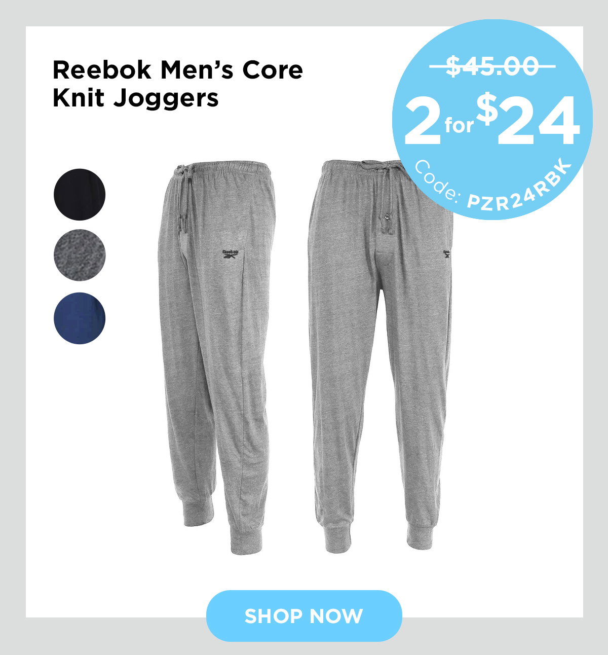 reebok men's core knit joggers
