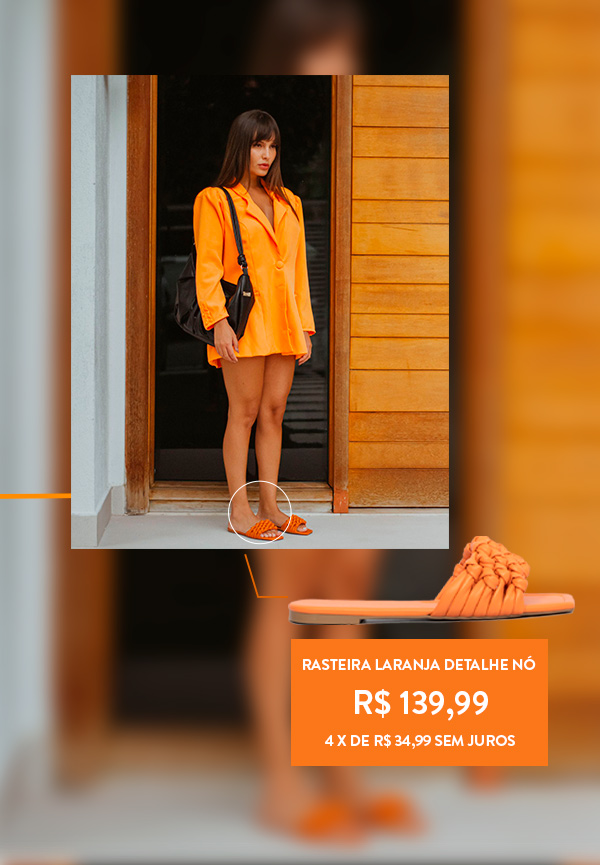 Rasteira Laranja Detalhe Nó