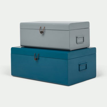 Daven Set of 2 Metal Storage Box Trunks
