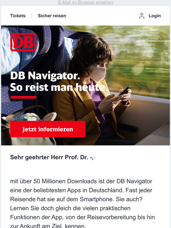 Start Die DB Navigator App, HerrProf. Dr. Milled