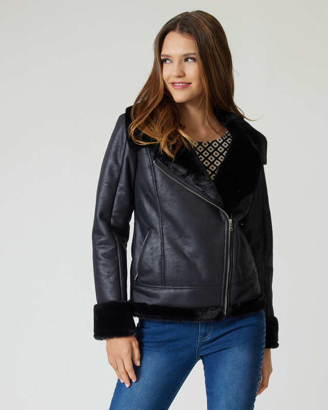 Bikerjacke in Veloursleder-Optik