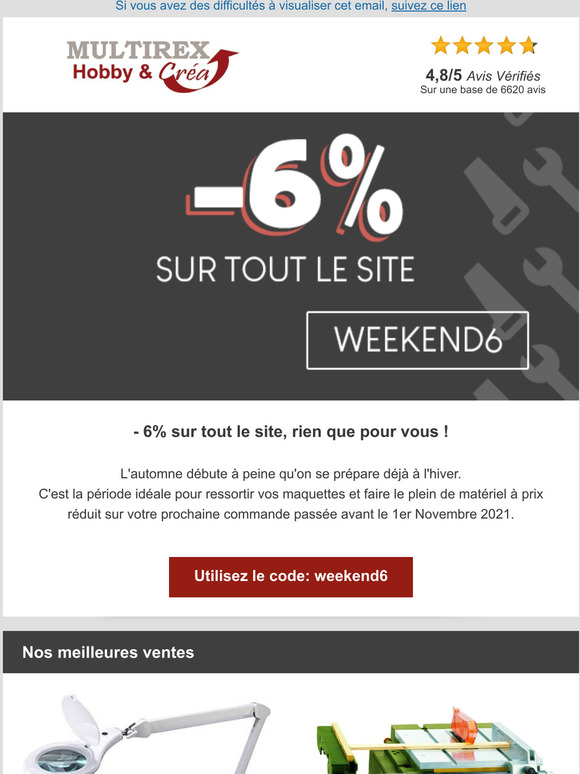6% de remise sur votre panier d'achat !