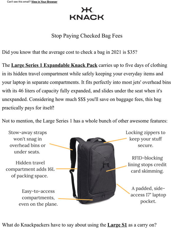Knack Bags Want To Save Money On Holiday Travel Milled