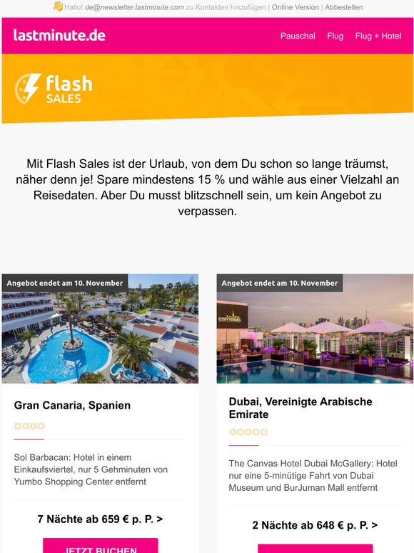 Dein Urlaub ab 259   - jetzt mit unseren Flash Sales