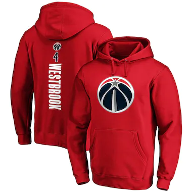 Men's Fanatics Branded Russell Westbrook Red Washington Wizards Playmaker Name & Number Pullover Hoodie