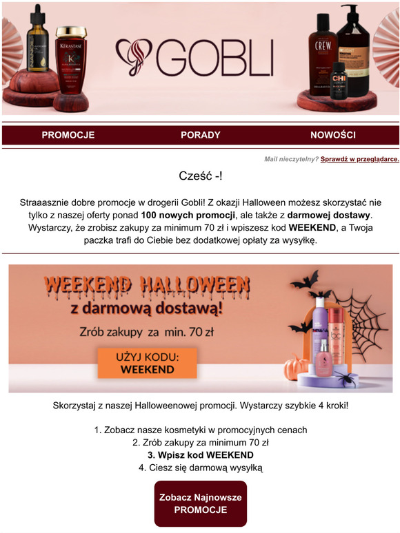 Drogeria Gobli  Weekendowe Halloween z Darmow Dostaw ju od 70 PLN